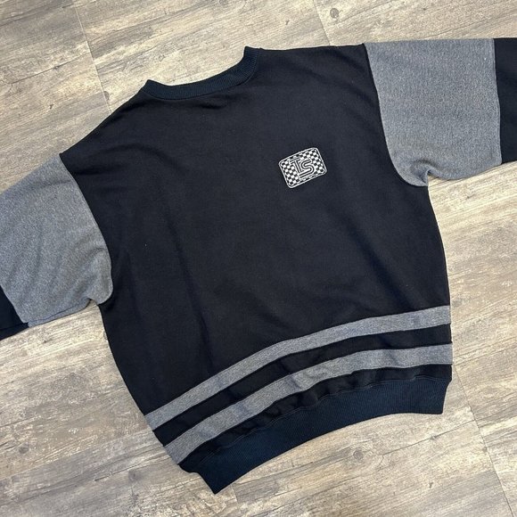 Vintage Trent Sport Crewneck Sweatshirt Men Size XXL‎ Patch Black Gray - Picture 1 of 8